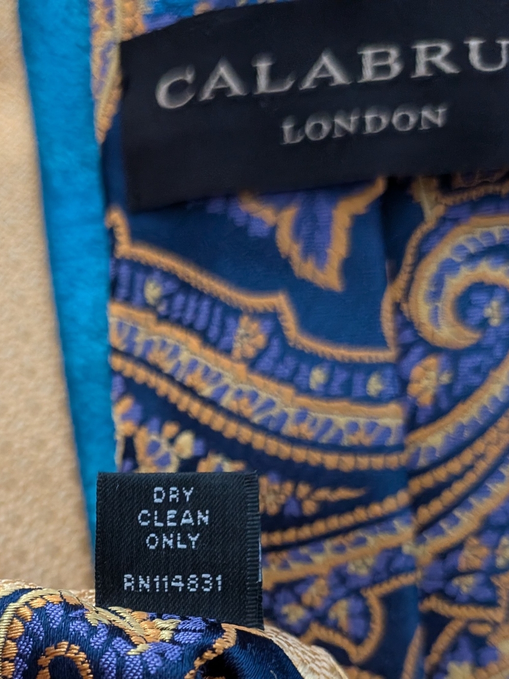 Calabrum London Silk Paisley Tie Men's Classic Formal Vintage Necktie - Picture 4 of 5